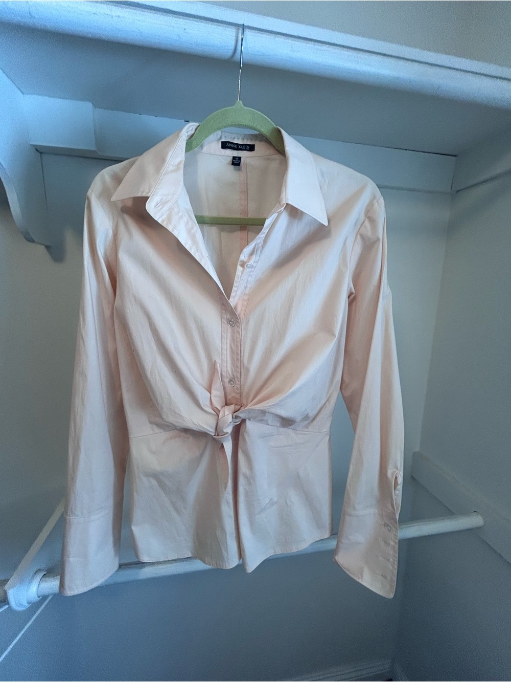 Anne Klein Tie-Front Button Down Light Pink Size 12 Like New